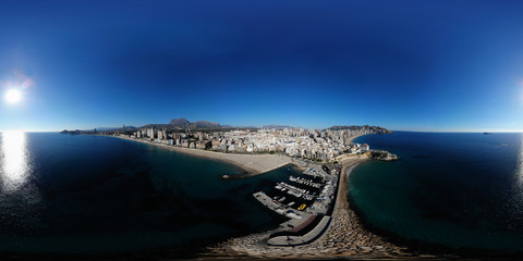 360 degree sphere aerial panoramic photo taken in Benidorm Alicante in Spain, drone 360 degree...