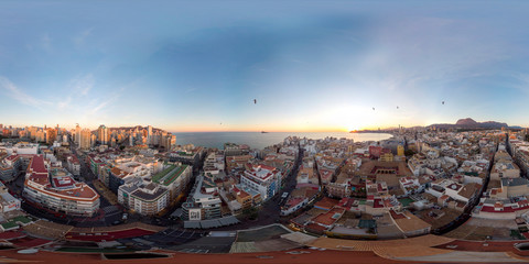 360 degree sphere aerial panoramic photo taken in Benidorm Alicante in Spain, drone 360 degree...