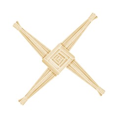 Brigid's Cross made of straw. Wiccan pagan symbol isolated element