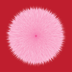 Pink Fluffy Hair Pom, 3D illustration on Red