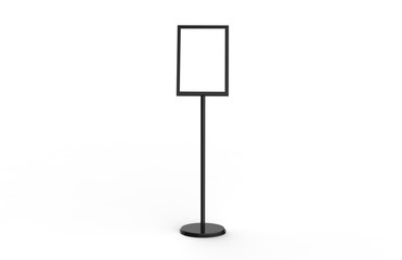 Fototapeta premium A3 Poster Stand Floor Display, Stands Snap Frame, Poster Board, Menu Holder, Advertisement Sign Stand On White Background, 3D Illustration