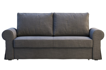 Modern dark gray fabric sofa. 3d render