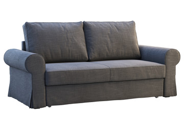 Modern dark gray fabric sofa. 3d render