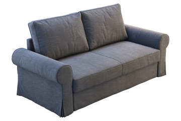 Modern dark gray fabric sofa. 3d render