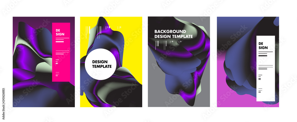 Aufkleber set of modern abstract vector poster background . gradient geometric shapes of different colors in s