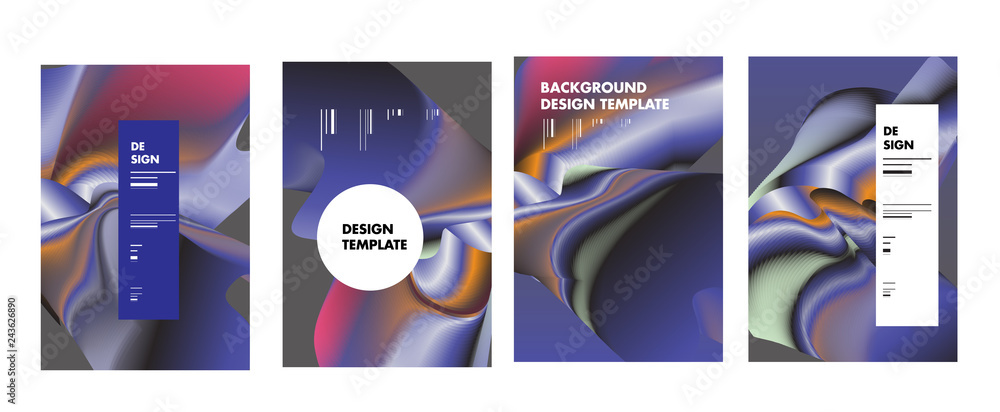 Aufkleber set of modern abstract vector poster background . gradient geometric shapes of different colors in s