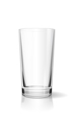 Empty drinking glass realistic cup on white background