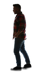 Naklejka premium Silhouette of going man on white background