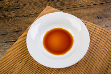 Wood grain, soy sauce, plate
