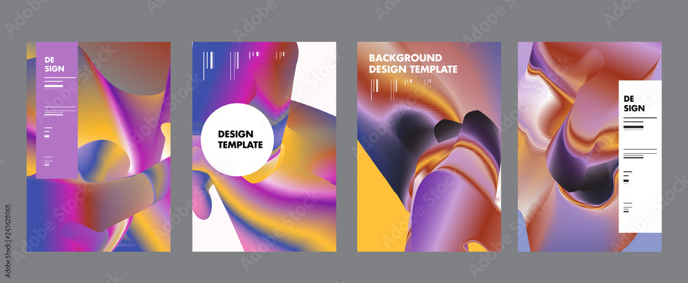 Aufkleber set of modern abstract vector poster background . gradient geometric shapes of different colors in s