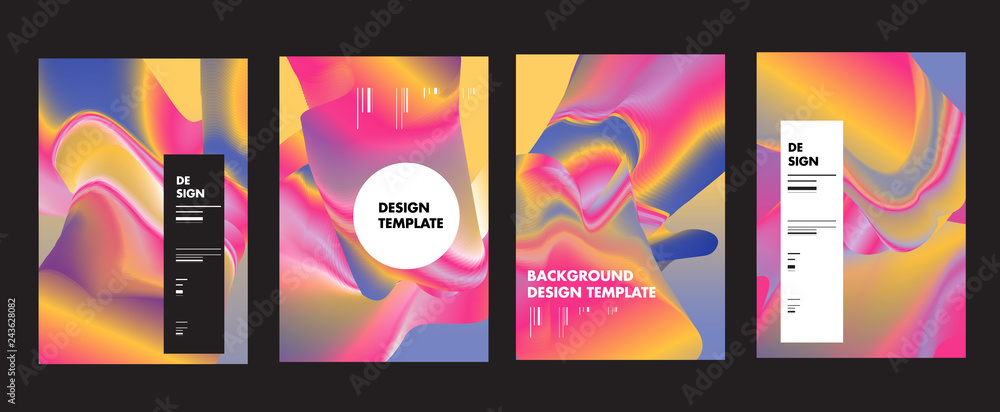 Aufkleber set of modern abstract vector poster background . gradient geometric shapes of different colors in s