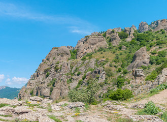 Mountain landscape in Valley of Ghosts near Alushta resort, Crimean peninsula