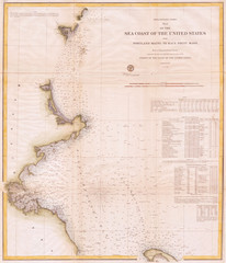 1857, U.S.C.S. Map of Boston's North Shore, Cape Ann, Boston, Portsmouth