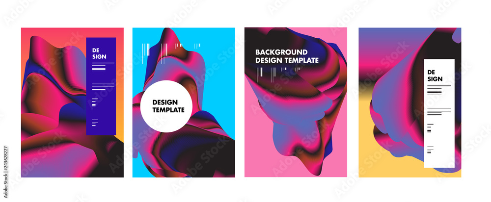 Aufkleber set of modern abstract vector poster background . gradient geometric shapes of different colors in s