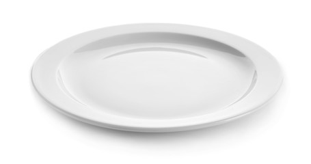 Clean empty plate on white background