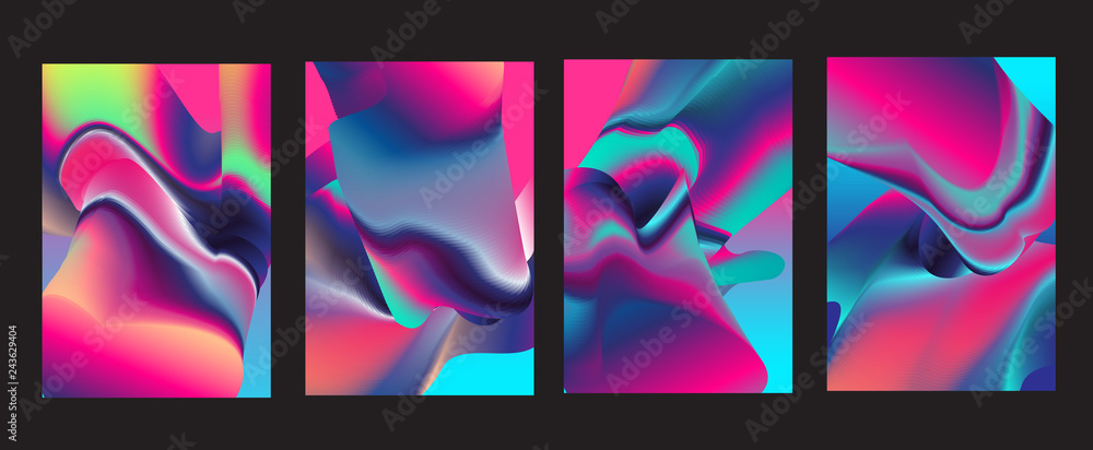 Aufkleber set of modern abstract vector poster background . gradient geometric shapes of different colors in s