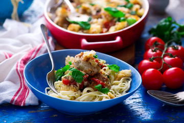 Baked  chicken capreze meatball. style rustic