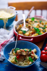Baked  chicken capreze meatball. style rustic