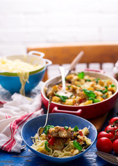 Baked  chicken capreze meatball. style rustic