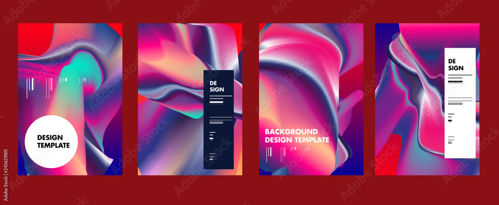 Aufkleber set of modern abstract vector poster background . gradient geometric shapes of different colors in s