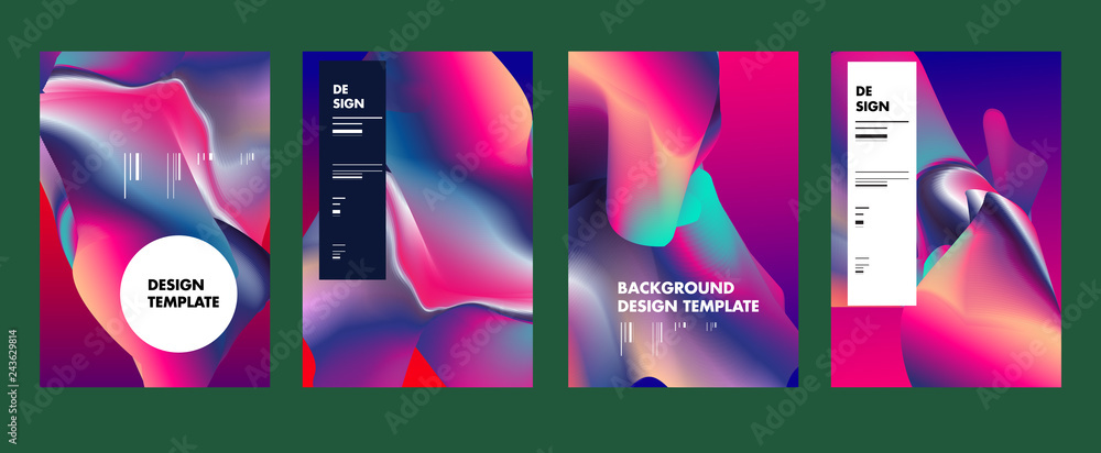 Aufkleber set of modern abstract vector poster background . gradient geometric shapes of different colors in s