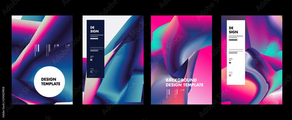 Aufkleber set of modern abstract vector poster background . gradient geometric shapes of different colors in s