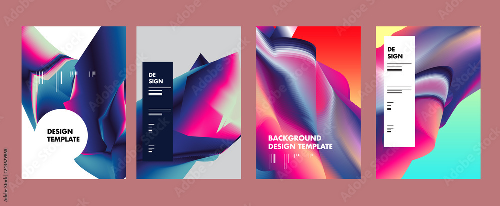 Aufkleber set of modern abstract vector poster background . gradient geometric shapes of different colors in s