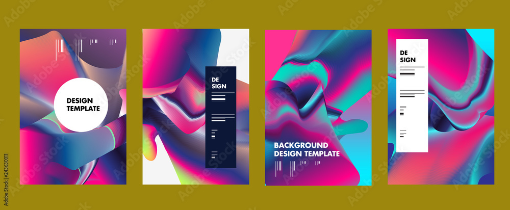 Aufkleber set of modern abstract vector poster background . gradient geometric shapes of different colors in s