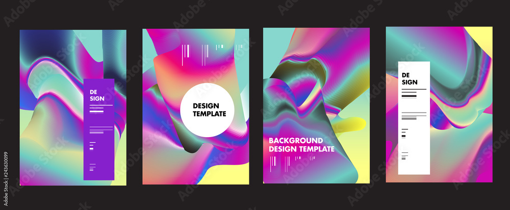 Aufkleber set of modern abstract vector poster background . gradient geometric shapes of different colors in s