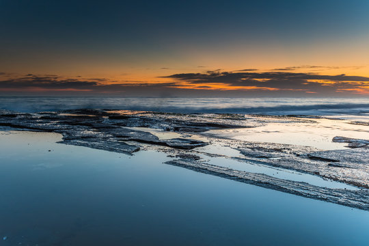 Smooth and Rough Dawn Seascape