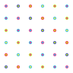 Seamless pattern of bright small circles on white background. Vector illustration geometric forms.