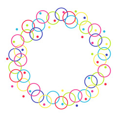 Vector frame from circles and rings. Isolated on white background. Free for text.