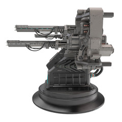 Science fiction gun with four guns on an isolated white background. 3d illustration © pit3dd