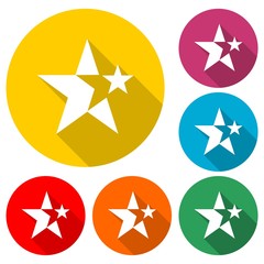 Star Logo concept icon, color set  with long shadow