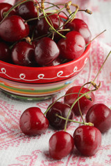 A bowl with ripe cherry