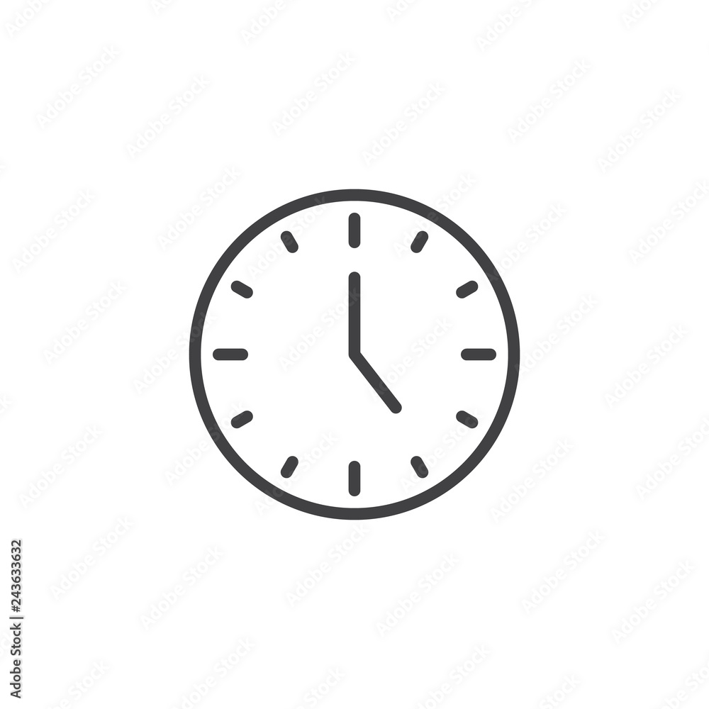 Poster circle clock line icon. linear style sign for mobile concept and web design. circular wall clock out