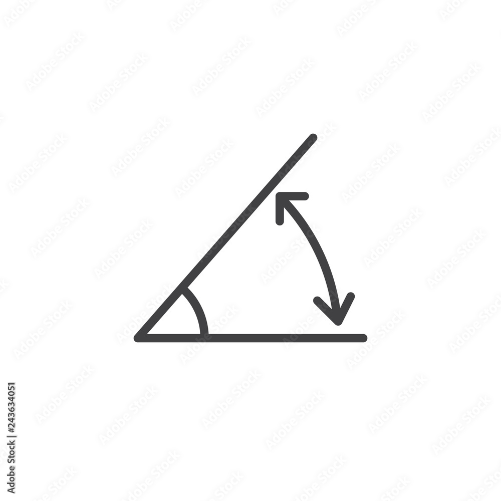 Poster degrees angle line icon. linear style sign for mobile concept and web design. angle degree measure o