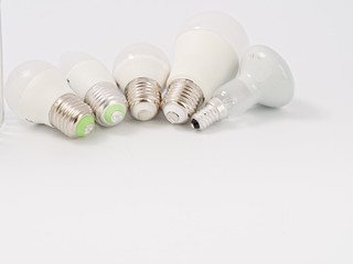 led lamps with cap on a white background