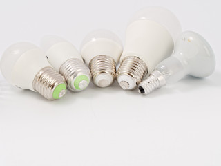 led lamps with cap on a white background