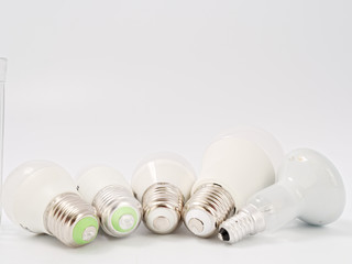 led lamps with cap on a white background