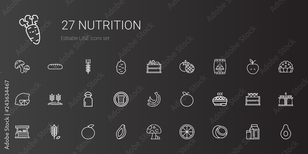 Sticker nutrition icons set