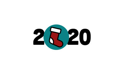 Year 2020 Typography Concept Design with Red Stocking