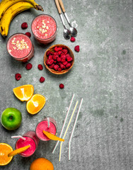 Smoothies with berries and fruits.