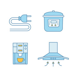 Household appliance color icons set