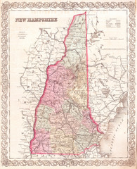 1855, Colton Map of New Hampshire