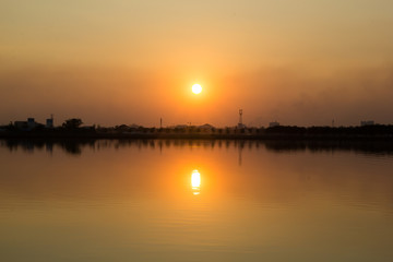 sunset reflection in the lake