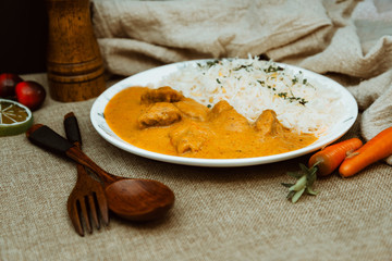 Handmade Indian curry chicken rice