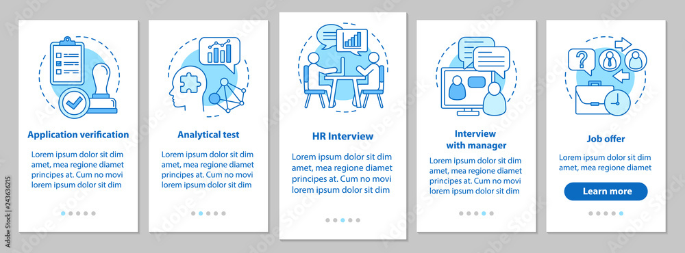 Fototapete headhunting onboarding mobile app page screen with linear concep