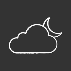 Cloudy night chalk icon