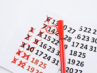 Calendar page with the red hearts on February 14 of Saint Valentines day. Romantic, Valentine's Day...